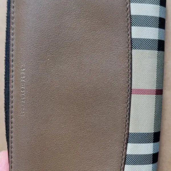 [BUNJANG] Burberry Check Zipper Leather Long Wallet / 버버리 체크 지퍼 레더 장지갑.