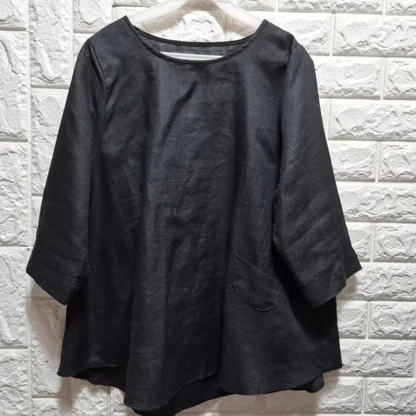 [BUNJANG] Black Linen Loose Fit Women's Blouse / 블랙 린넨 루즈핏 여성 블라우스
