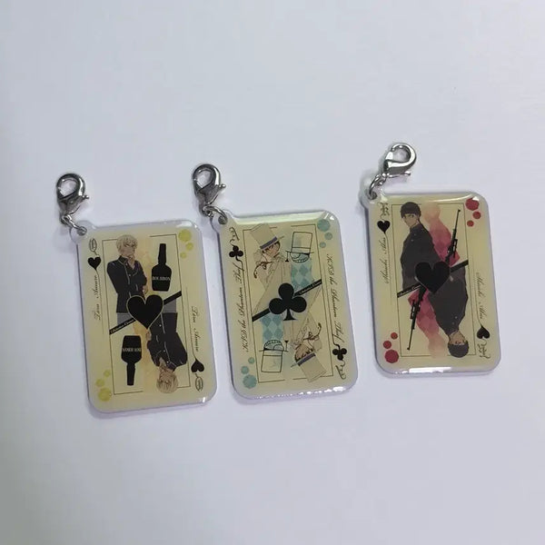 [BUNJANG] Detective Conan Trump Card Charm Gacha Keyring Set (Kaito Kid, Akai, Bourbon) / 명탐정 코난 트럼프 카드 참 가챠 키링 메지루시 괴도키드 아카이 버본
