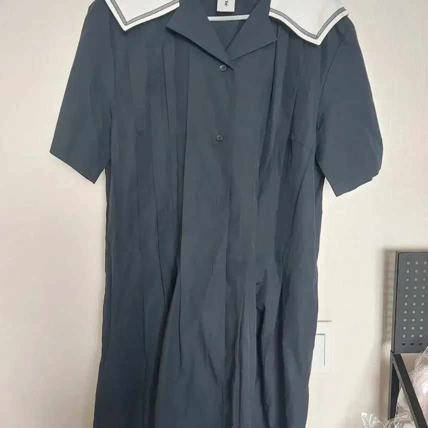 [BUNJANG] Lucky Marche Navy Sailor Collar Midi Dress / 럭키마르쉐 원피스