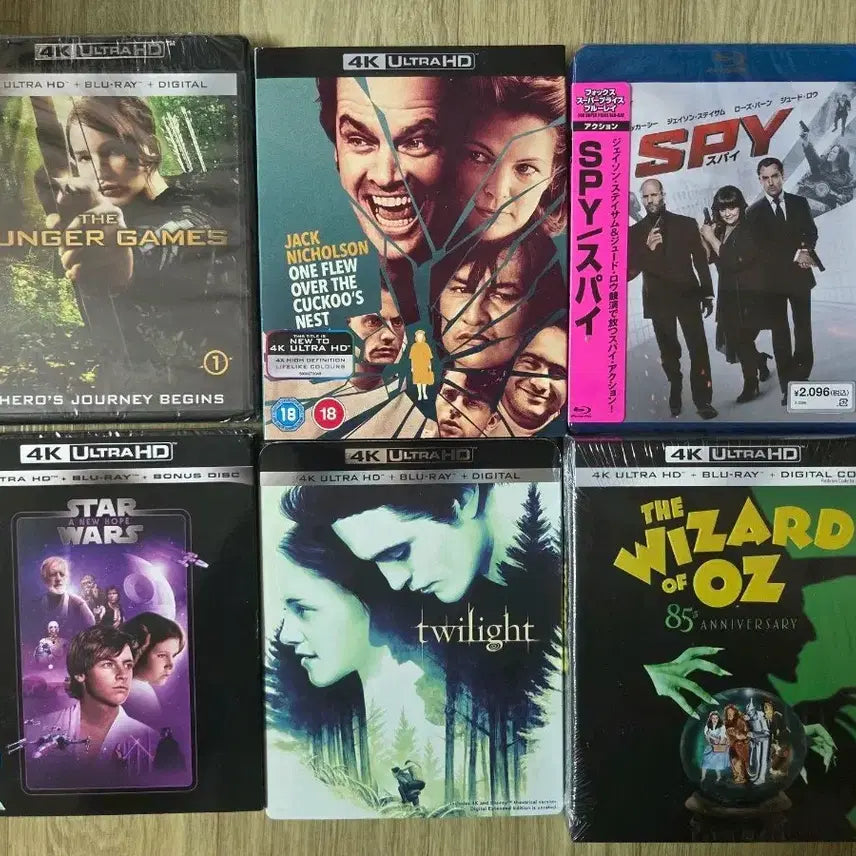 [BUNJANG] Movie Collection: The Hunger Games, Twilight, Star Wars, The Wizard of Oz, Spy, One Flew Over the Cuckoo's Nest (4K/Blu-ray) / 4K/블루레이 영화 (헝거게임,트와일라잇,스타워즈,오즈의 마법사,스파이)