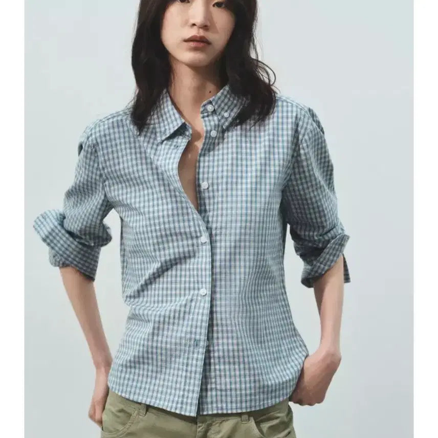 [BUNJANG] ZARA Slim Fit Check Shirt Blue / 자라 슬림핏 체크 셔츠 블루s(55)