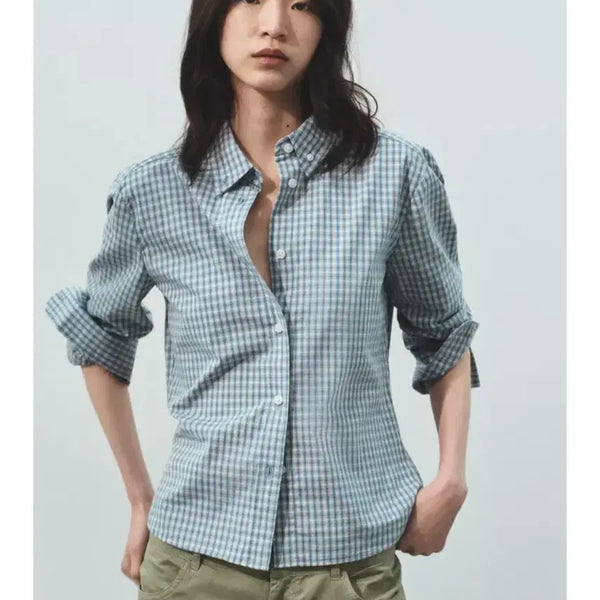 [BUNJANG] ZARA Slim Fit Check Shirt Blue / 자라 슬림핏 체크 셔츠 블루s(55)