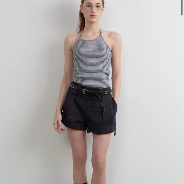 [BUNJANG] ローラローラ Roll-up Short Pants Navy S / 로라로라 롤업 숏팬츠 네이비 S