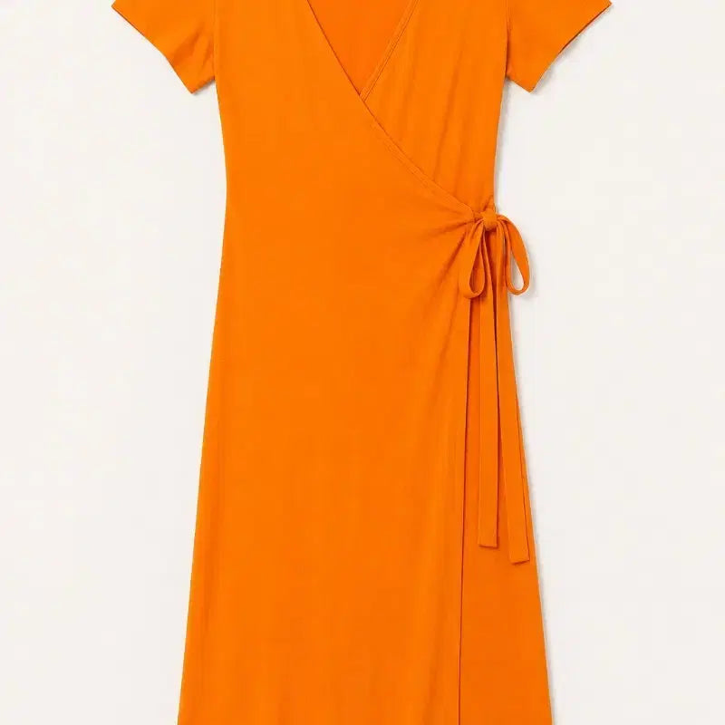 [BUNJANG] Orange Wrap Maxi Dress / 오렌지색 랩 원피스