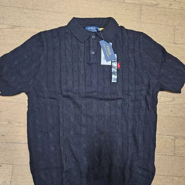 [BUNJANG] Polo Ralph Lauren Cable Knit Short Sleeve Black / 폴로 랄프로렌 케이블 니트 반팔 블랙