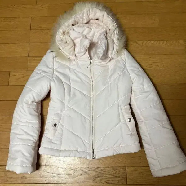 [BUNJANG] Pink Faux Fur Hood Padded Jacket / 핑크색 퍼 후드 패딩 자켓
