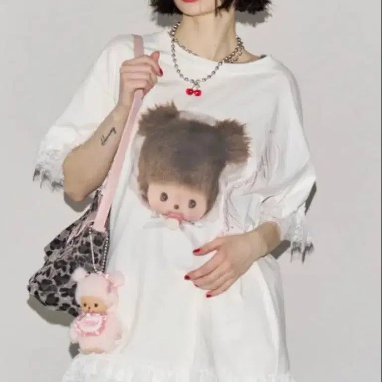 [BUNJANG] Monchhichi Jue Ti Angel Devil T-shirt & Tank Top Set / 몬치치 쥬에티 의류 판매합니다  천사 악마 몬치치 반팔티, 나시