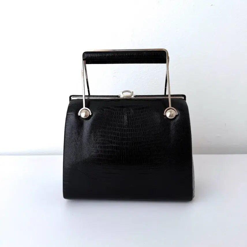 [BUNJANG] Vintage Lizard Pattern Metal Handle Tote Bag / 빈티지 리자드 패턴 메탈 핸들 토트백