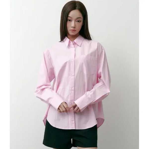[BUNJANG] Salt and Chocolate SAC Logo Oversized Poplin Shirt White / 솔트앤초콜릿  SAC 로고 오버핏 포플린 셔츠 화이트