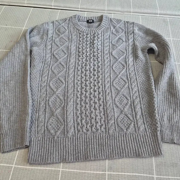 [BUNJANG] Uniqlo Men's Knit Sweater (Large, Grey) / 유니클로 남성 니트 라지사이즈(그레이)
