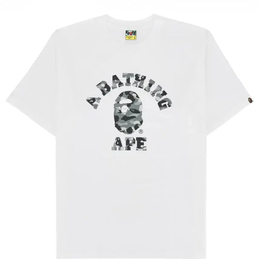 [BUNJANG] BAPE First Camo College Logo T-Shirt White/Gray / 베이프 퍼스트 카모 컬리지 티셔츠 화이트 그레이