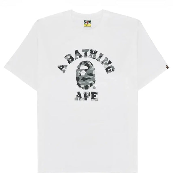 [BUNJANG] BAPE First Camo College Logo T-Shirt White/Gray / 베이프 퍼스트 카모 컬리지 티셔츠 화이트 그레이