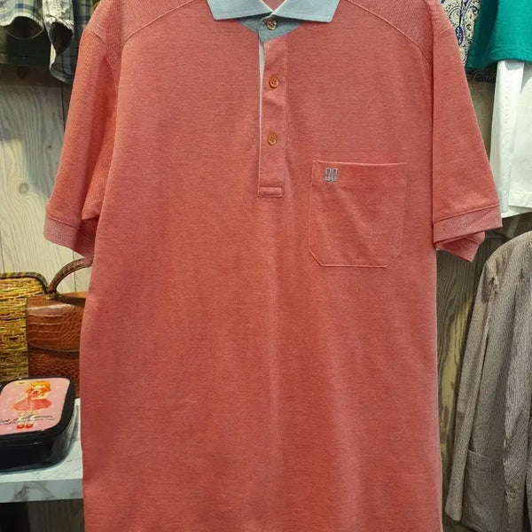 [BUNJANG] DAKS GOLF Men's Color-Blocked Short-Sleeve Polo Shirt Orange/Apricot (Size 95) / [정품] 닥스 골프 남성 배색 카라 반팔 티셔츠 (95) 상태최상