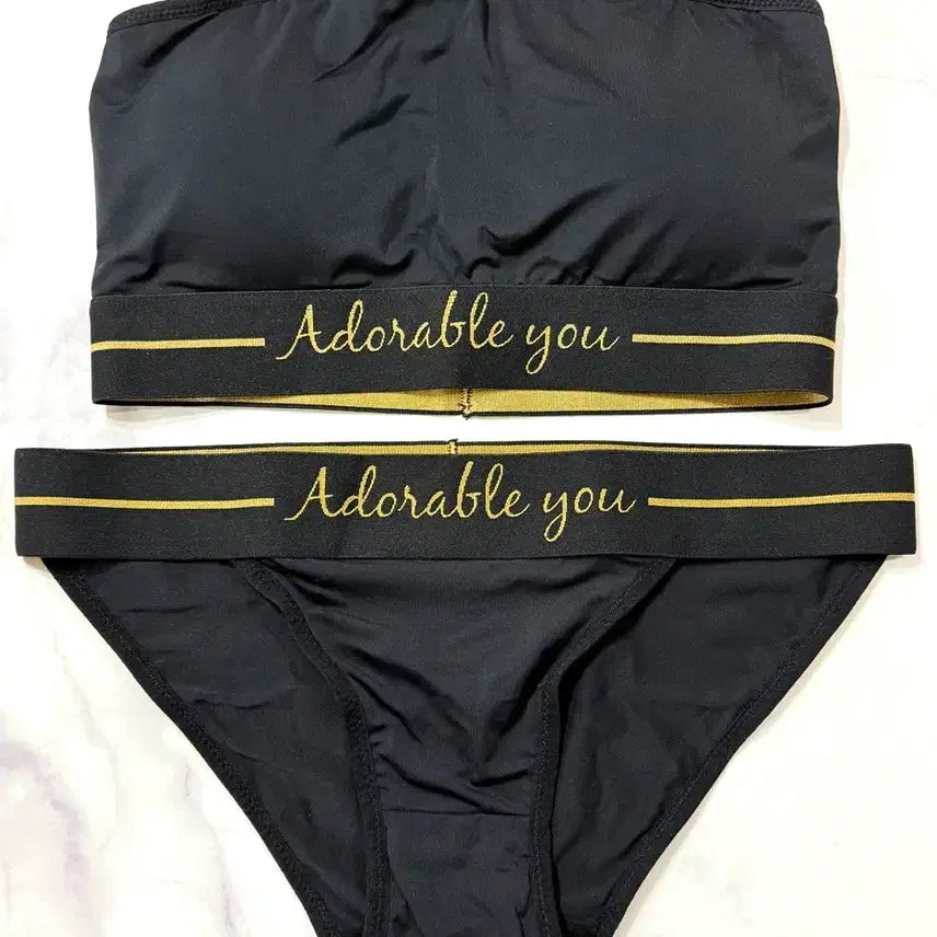 [BUNJANG] Adorable U Signature Tube Bra Set - Black & Gold / [새제품] 어도러블유 시그니쳐 튜브브라 세트 - 블랙&골드