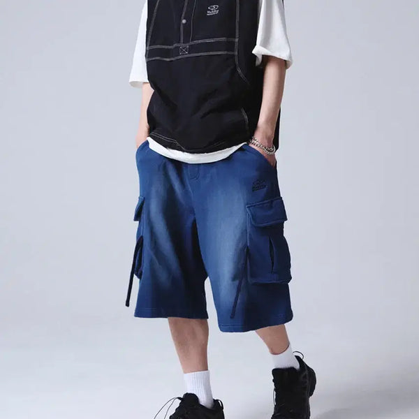[BUNJANG] Deep Blue Washed Bermuda Training Shorts M / 딥블루 워싱 트레이닝 버뮤다 팬츠 M