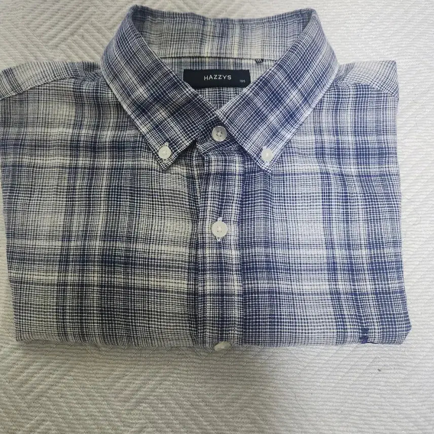 [BUNJANG] HAZZYS Checked Short-Sleeve Shirt Navy 105 / HAZZYS 체크 반팔 셔츠 네이비105