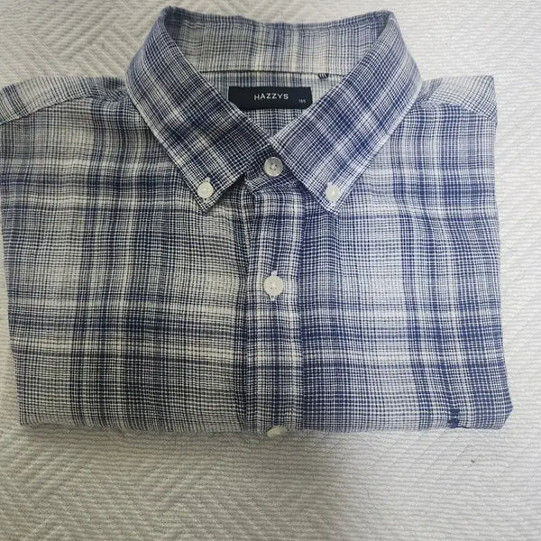 [BUNJANG] HAZZYS Checked Short-Sleeve Shirt Navy 105 / HAZZYS 체크 반팔 셔츠 네이비105