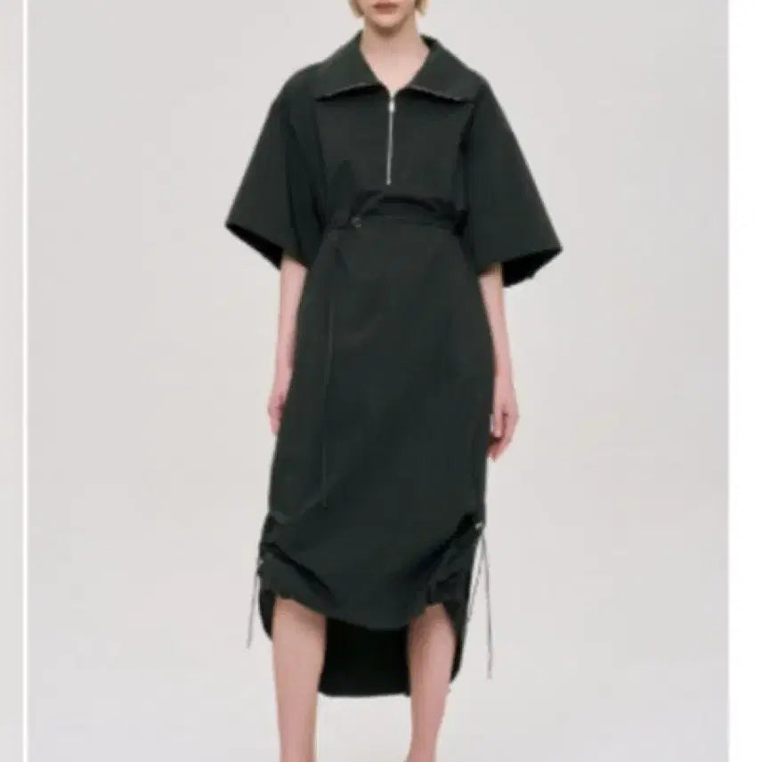[BUNJANG] System Charcoal Grey Zip-Up Long Dress / 시스템 집업 원피스