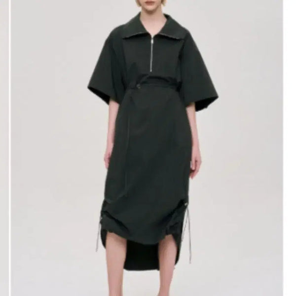 [BUNJANG] System Charcoal Grey Zip-Up Long Dress / 시스템 집업 원피스