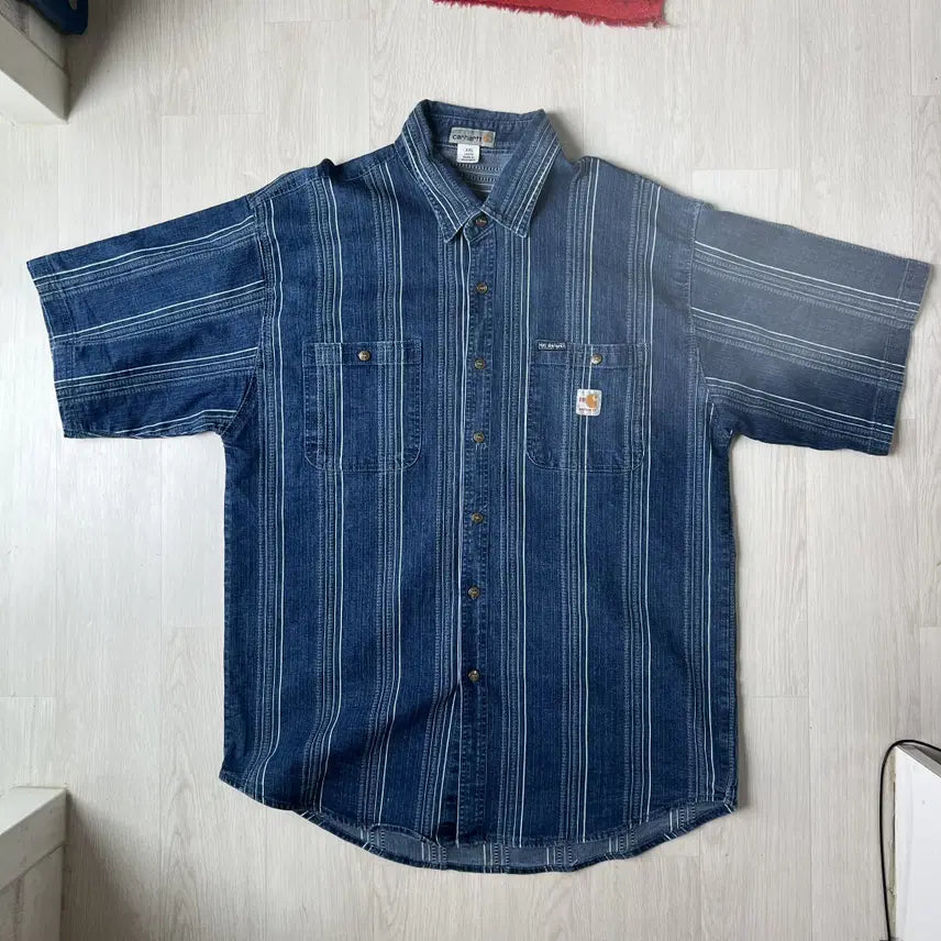 [BUNJANG] Carhartt Striped Short Sleeve Shirt / 칼하트 스트라이프 반팔 셔츠