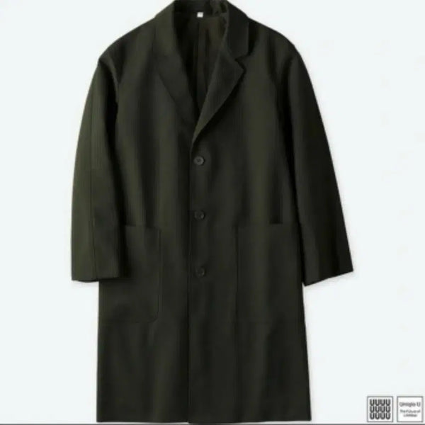 [BUNJANG] Uniqlo U Wool Blend Tailored Coat Olive Green M / 유니클로 U 울 블렌드 테일러드 코트 올리브그린 M