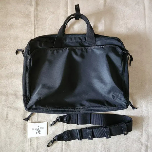 [BUNJANG] Yoshida Porter Luggage Label Jet Black 2-Way Overnight Briefcase / 요시다 포터 Luggage Label 러기지 라벨 제트 블랙 브리프케이스