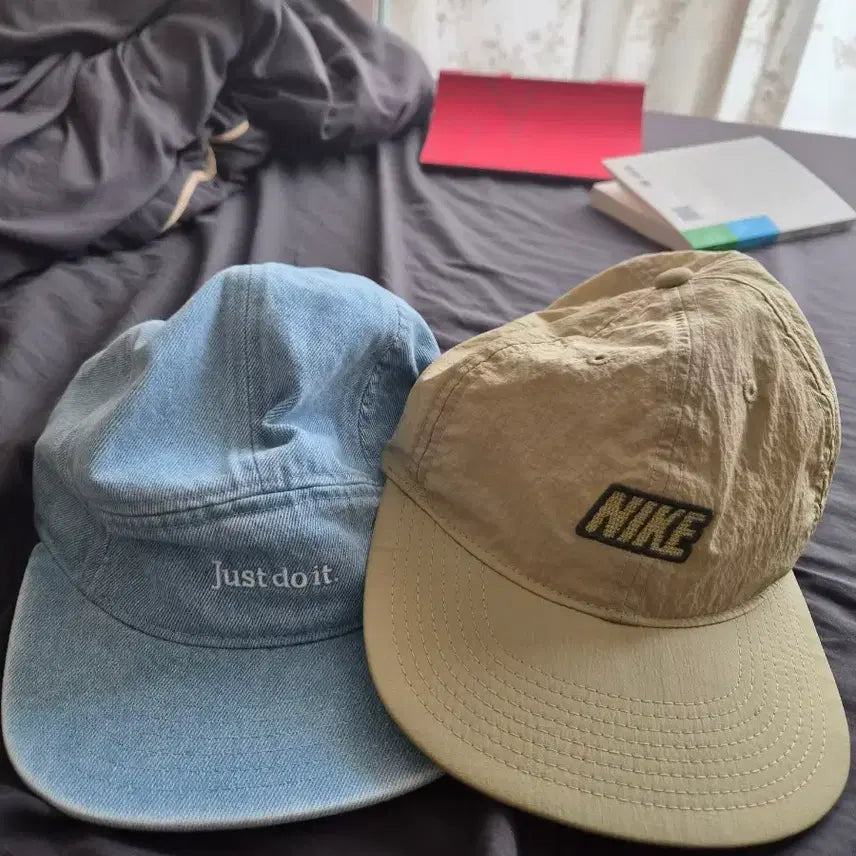 [BUNJANG] Nike Women's Cotton Twill Baseball Cap - Beige/Blue (Bundle Set) / 나이키 여자 볼캡 베이지/청색 2종 일괄 판매