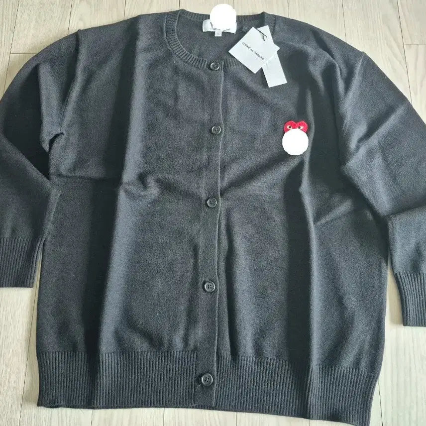 [BUNJANG] Comme des Garçons Play Wool 100% Black Cardigan L / 꼼데가르송 플레이 울 100% 블랙 가디건 L
