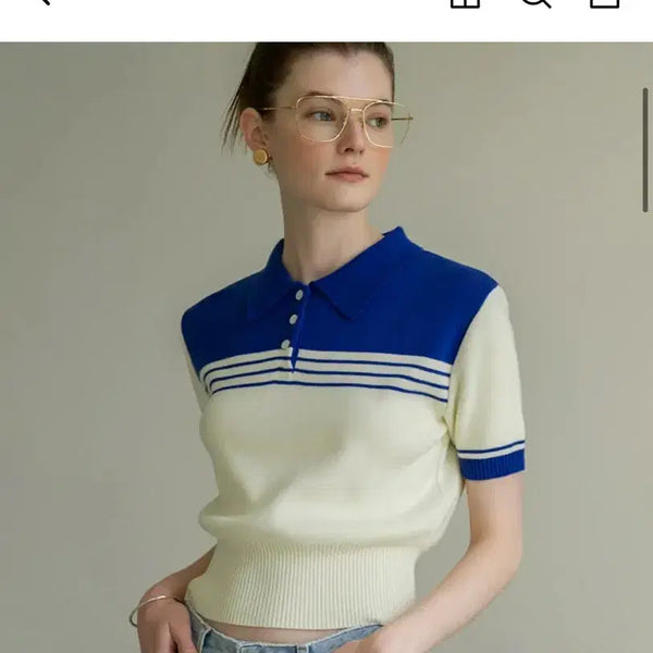 [BUNJANG] SIYAJU Linen Blend Collar Knit Cobalt Blue / 시야쥬 SIKN2033 린넨 블렌드 카라 니트 코발트 블루
