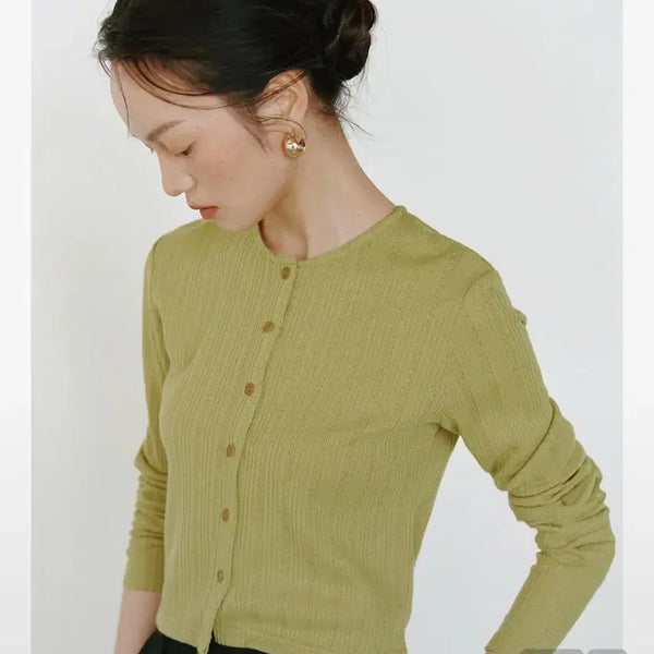 [BUNJANG] Demuer Knit Cardigan - Spring Green / 드뮤어 니트 가디건_스프링 그린