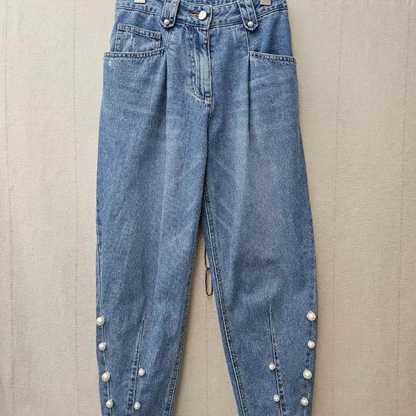 [BUNJANG] O'2nd Pearl Embellished Denim Pants / 오즈세컨  O'2nd  진주장식 청바지 24~25