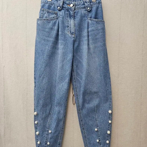 [BUNJANG] O'2nd Pearl Embellished Denim Pants / 오즈세컨  O'2nd  진주장식 청바지 24~25
