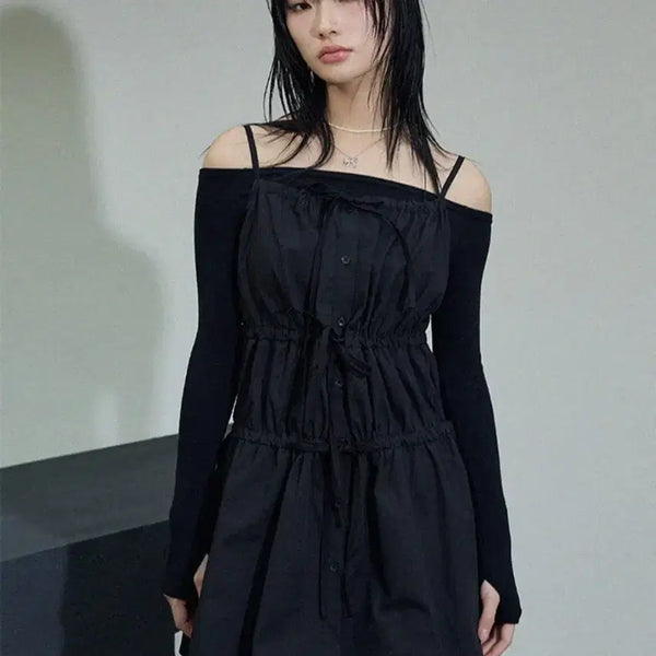 [BUNJANG] ITOV SEOUL Black Camisole Dress FREE Size / 아이토브 서울 블랙 끈나시 원피스 FREE