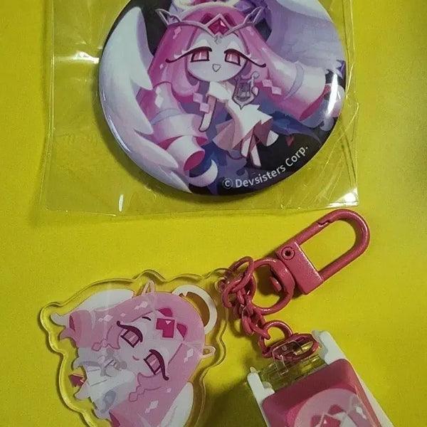 [BUNJANG] Cookie Run Kingdom Eternal Sugar Cookie LED Keyring & Can Badge Set / 쿠키런킹덤 이터널슈가쿠키 led키캡키링 캔뱃지