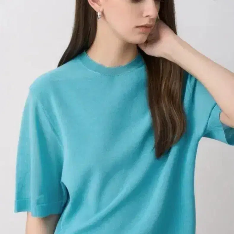 [BUNJANG] The Cashmere Summer Knit Top - Cool Blue / 더캐시미어 탑