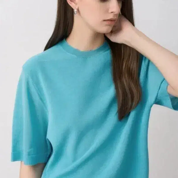 [BUNJANG] The Cashmere Summer Knit Top - Cool Blue / 더캐시미어 탑