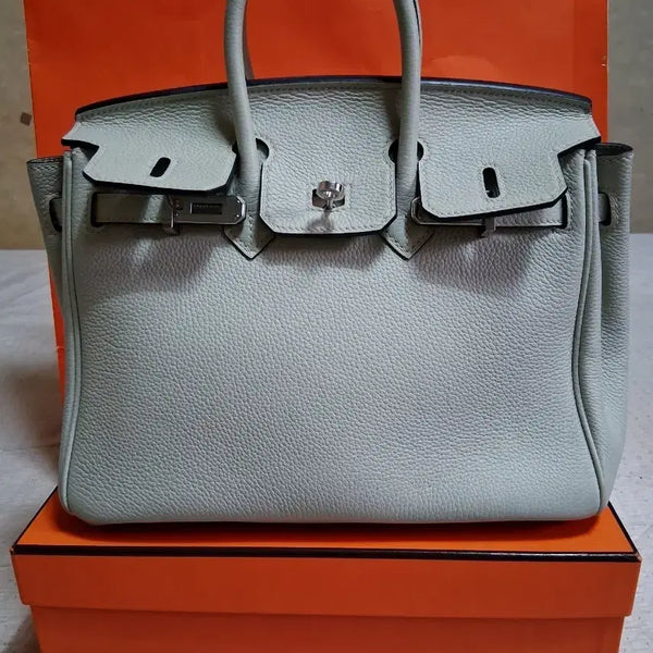 [BUNJANG] Light Gray Leather Tote Bag / 라이트 그레이 귀염백