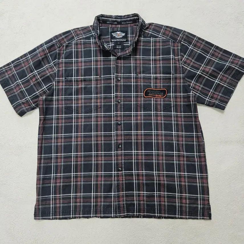 [BUNJANG] Harley-Davidson Check Short Sleeve Shirt XL / 할리데이비슨 체크 반팔 셔츠 급처