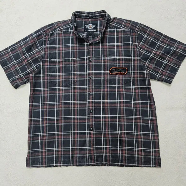 [BUNJANG] Harley-Davidson Check Short Sleeve Shirt XL / 할리데이비슨 체크 반팔 셔츠 급처