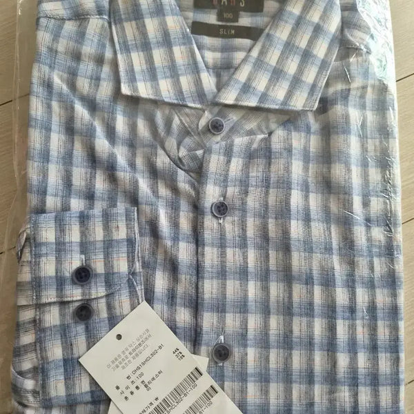 [BUNJANG] DAKS Check Long Sleeve Shirt 100 (New) / 닥스 체크 100 긴팔 여름 셔츠(새상품)