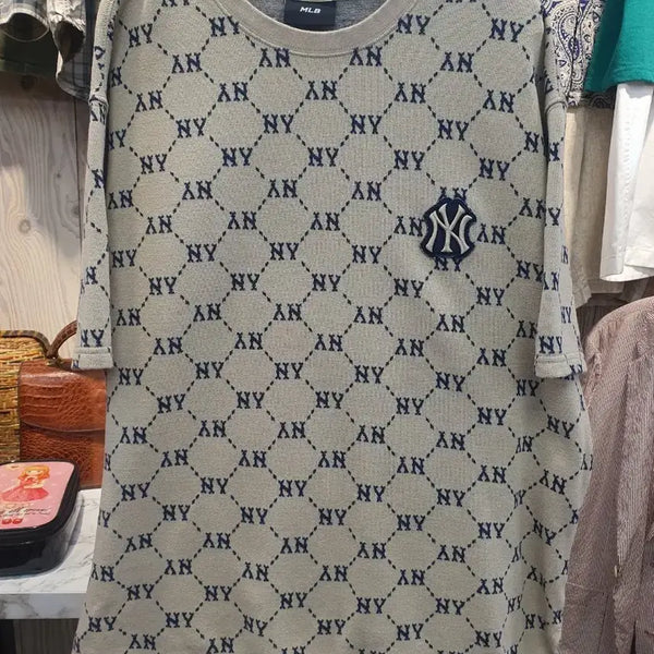 [BUNJANG] MLB Diamond Monogram Short Sleeve T-Shirt Beige XL / [XL/105] MLB 다이아 모노그램 반팔 티셔츠 뉴욕양키스 베이지