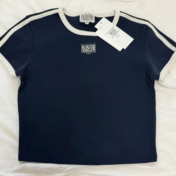 [BUNJANG] Marithe France Slim Fit Cropped Ringer T-Shirt / 마리떼 크롭 링거티 s