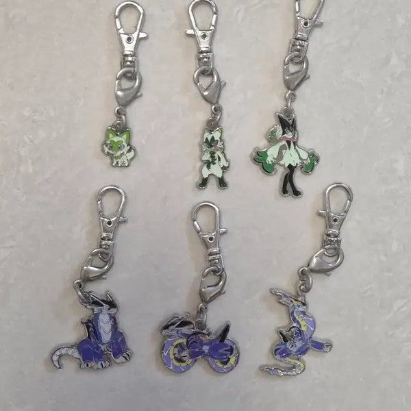 [BUNJANG] Pokemon Keychains 6-Piece Bundle Set (Quaxly, Miraidon) / 포켓몬스터 키링 6종 (나오하, 미라이돈) 일괄