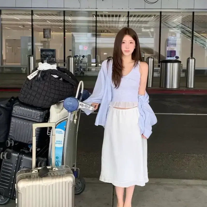 [BUNJANG] ONDEMINE Midi Skirt White / 온드민 미디스커트 (화이트)