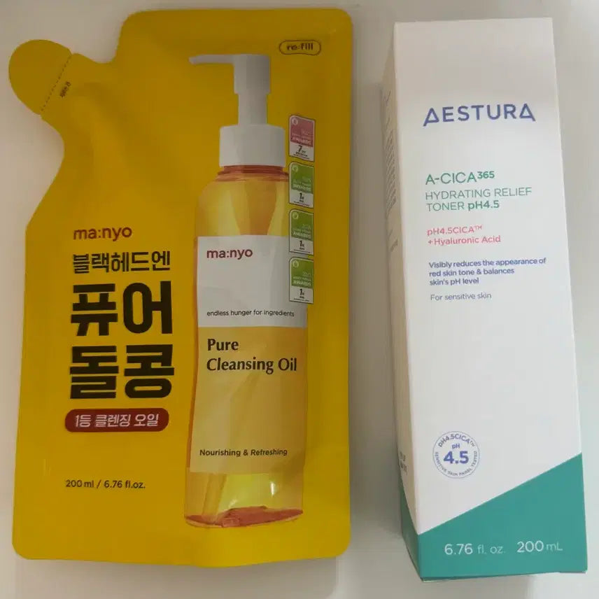 [BUNJANG] AESTURA Hydro Toner & Manyo Factory Cleansing Oil Refill Set / 에스트라 수분토너 / 마녀공장 클렌징 오일 (리필)