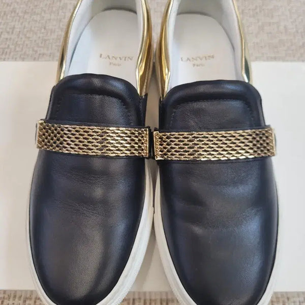 [BUNJANG] Lanvin Black Gold Mesh Band Slip-On Sneakers IT/EU 37 / LANVIN 랑방 블랙 골드 스니커즈 37(정품)