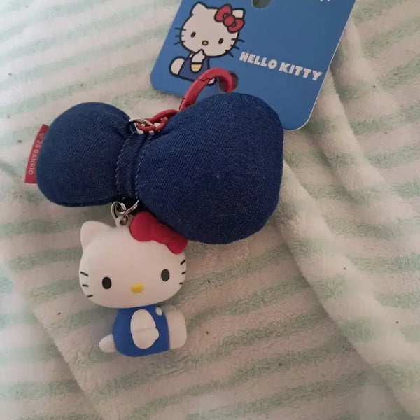 [BUNJANG] Sanrio Hello Kitty Denim Ribbon Keyring / 산리오정품)헬로키티 데님 리본 키링