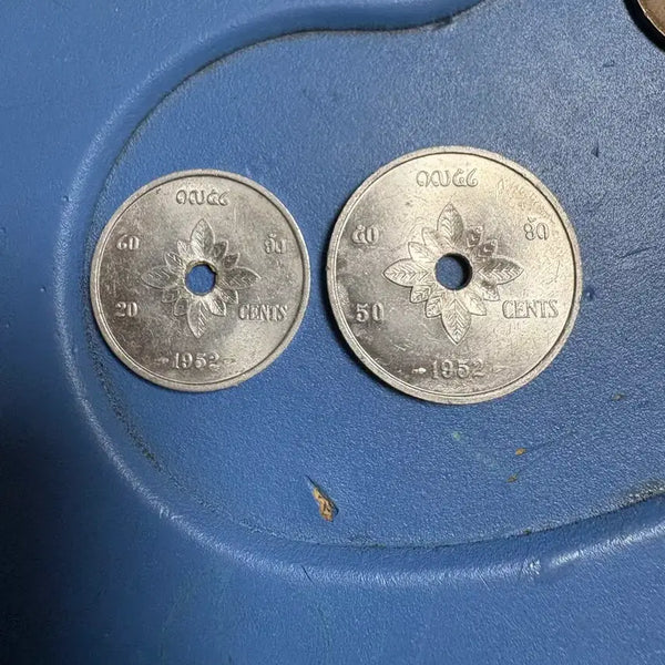 [BUNJANG] 1952 Laos 20 Cent & 50 Cent Coins / 1952년 라오스 20센트 50센트 동전