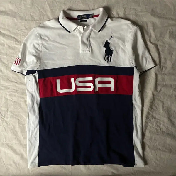 [BUNJANG] Polo Ralph Lauren Big Pony USA Flag T-Shirt / 폴로 빅포니 성조기 USA